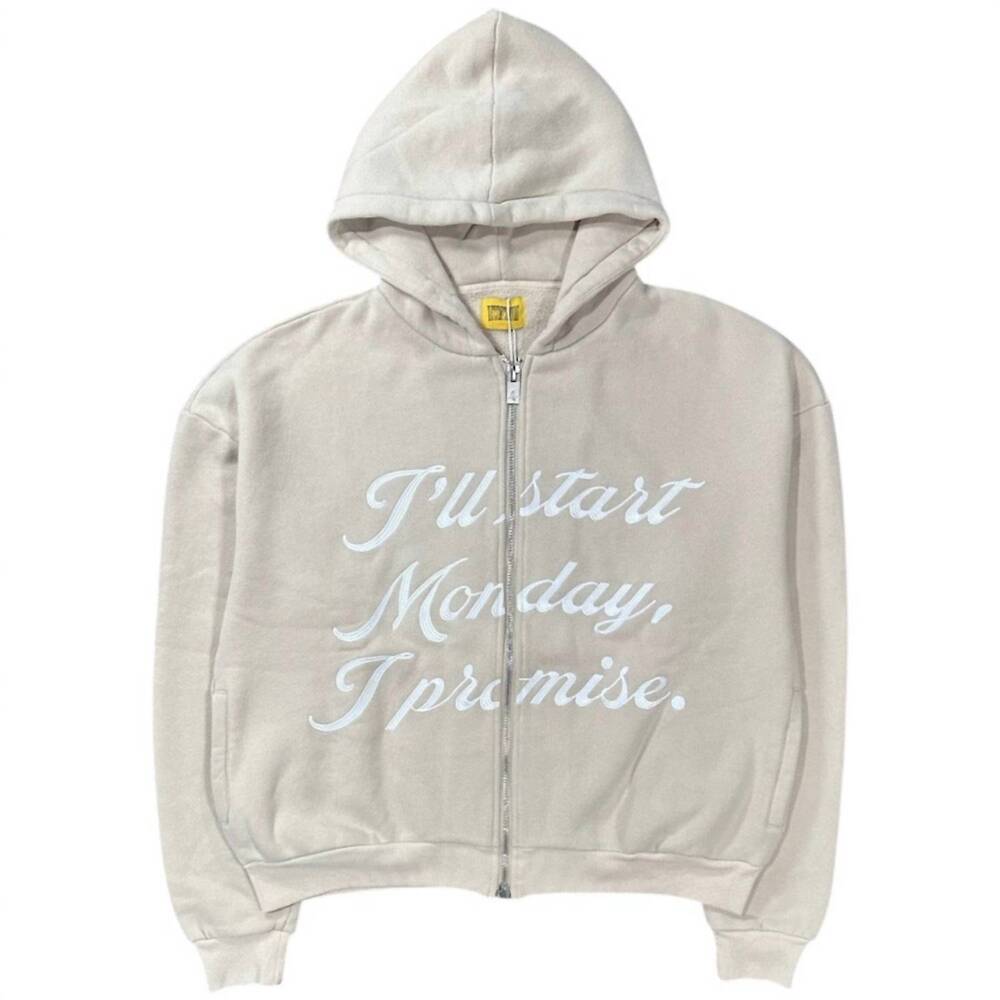 NEW DIET STARTS MONDAY men's promise full zip hoodie in tan
